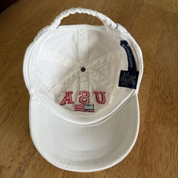 Ralph Lauren Infant White Cap with Red Embroidery - Picture 3 of 6